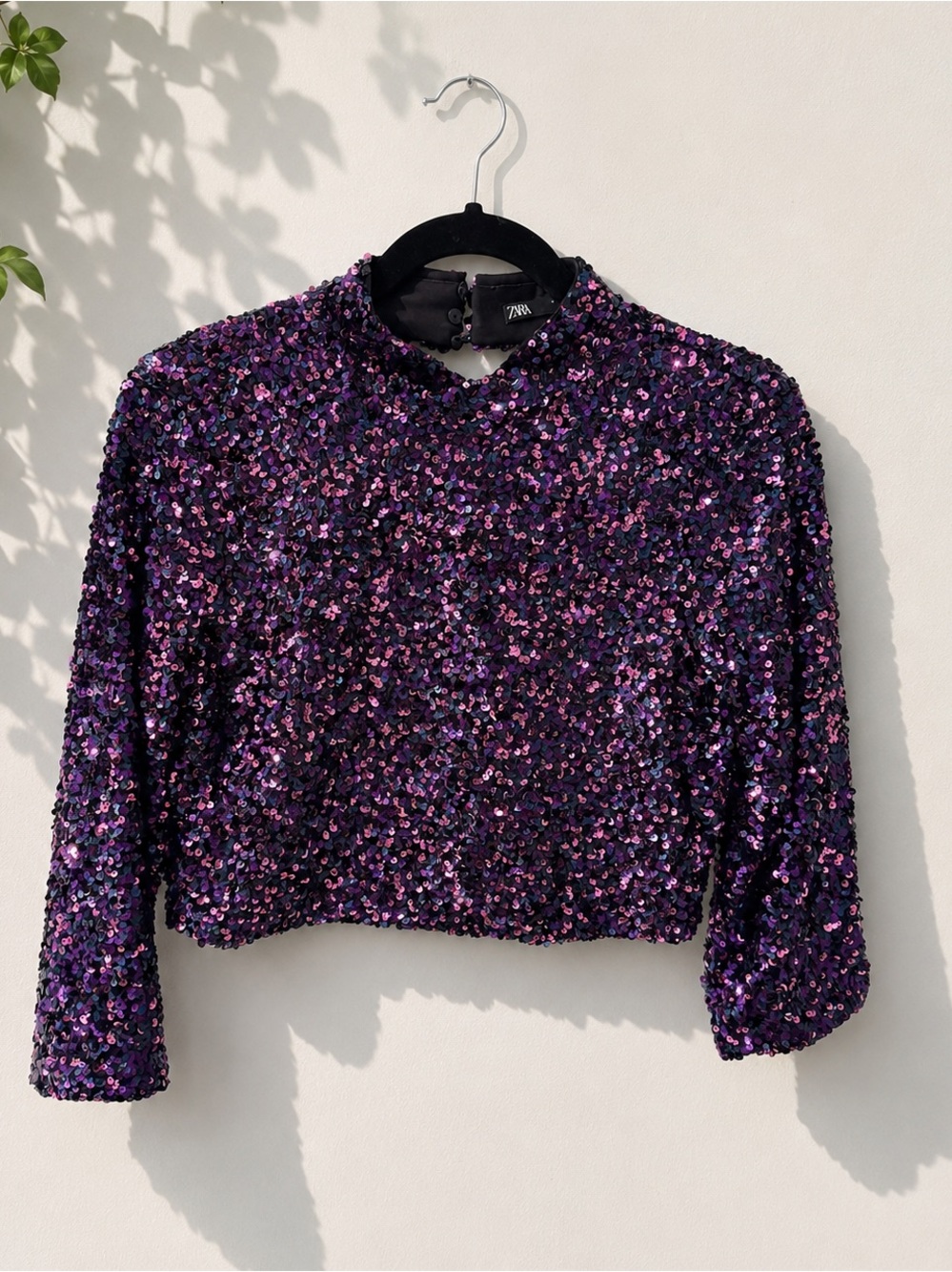 NWOT ZARA Purple Sequin Top size s